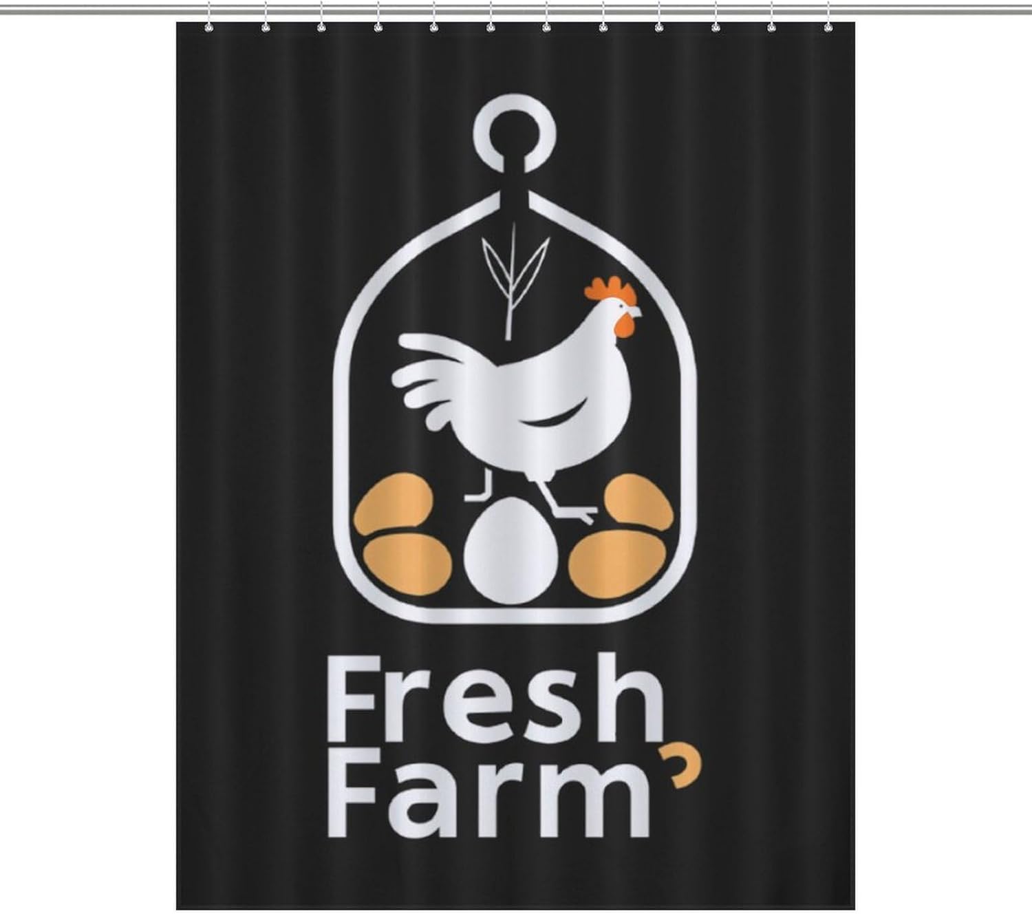 Farm Fresh Eggs Funny Shower Curtains Washable Bath Curtain Liner with Hooks for Bathroom Bath Tubs