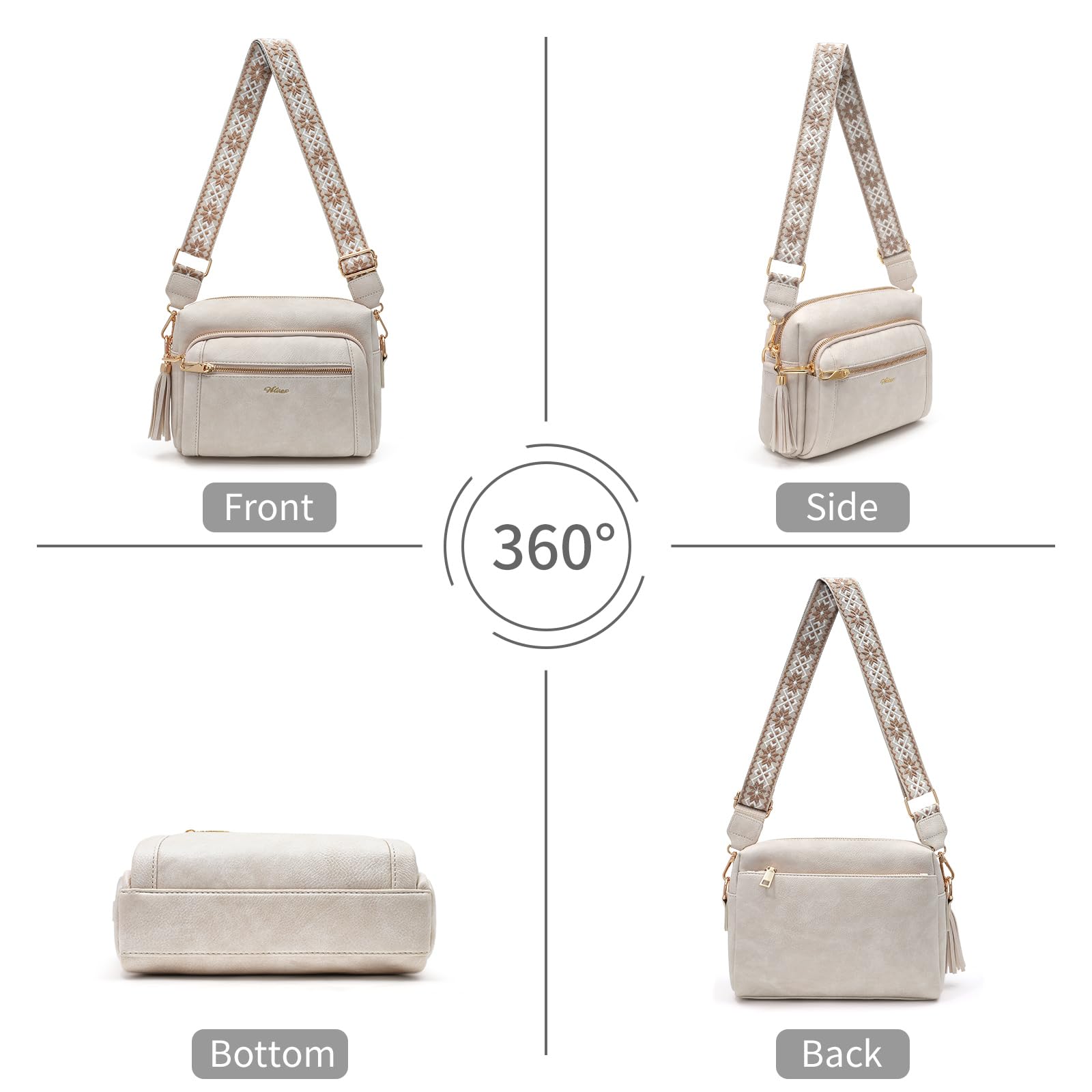 Bolso Bandolera Mujer Antirrobo,4 Compartimentos