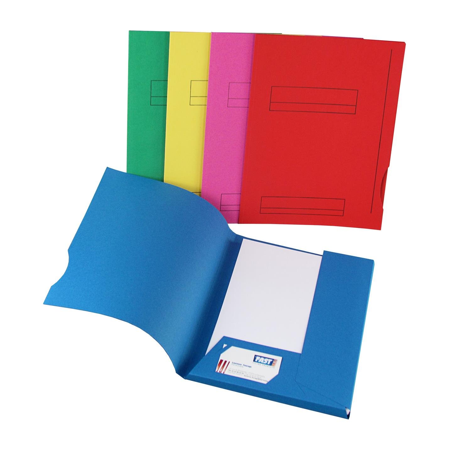 Hamelin 48699 Chemise Fast Imprimée 240 x 315 mm 2 Rabats Encoche Latérale Emplacement Carte Visite Lot de 50 Couleurs Assorties