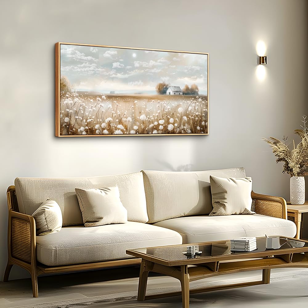 Lienzo decorativo para pared de sala de estar, decoración de pared con flores blancas, paisaje, decoración de comedor, dormitorio, baño, cocina, sala de estar, impresiones artísticas para 3