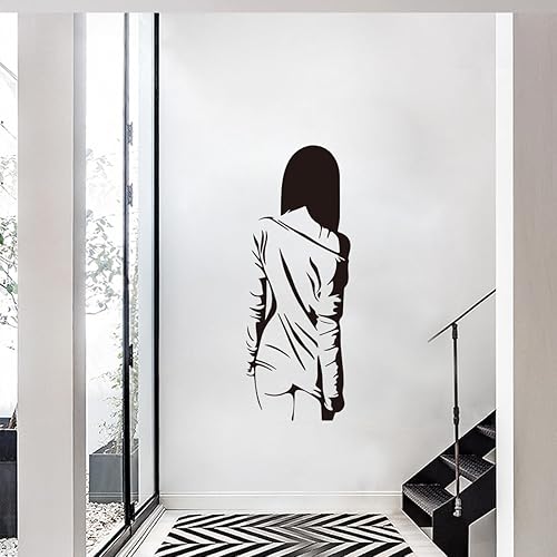 Miniatura 4 de Calcomanías de pared de mujer en blanco y negro, calcomanías de pared creativas de belleza, despegar y pegar, murales de PVC impermeables extraíbles