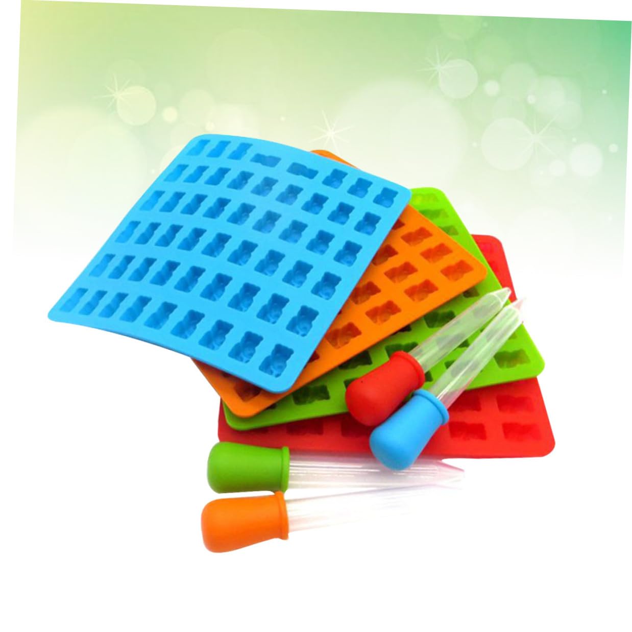 Moule à Chocolat Ours en Silicone 53 Cavités 4 Lots avec Compte-gouttes
