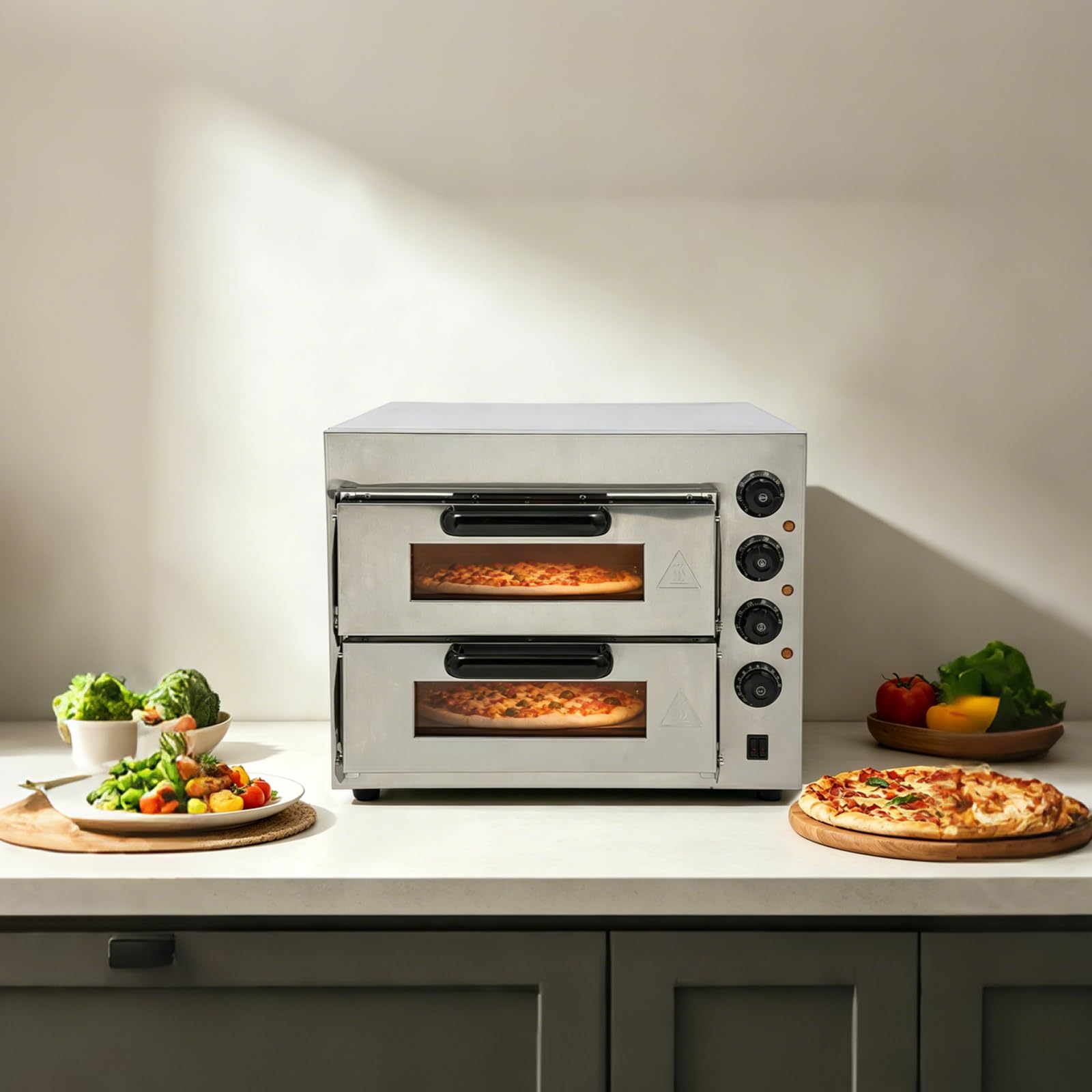 3000 W Gastro piec do pizzy, stal nierdzewna, elektryczny piec do pizzy