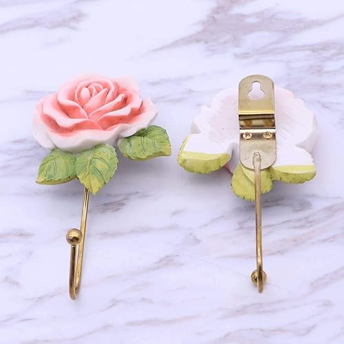 Miniatura 3 de OPENDGO 3 ganchos de pared de resina rosa para colgar abrigos, sombreros, llaves, toallas, bolsos, perchas para decoración de pared de habitación
