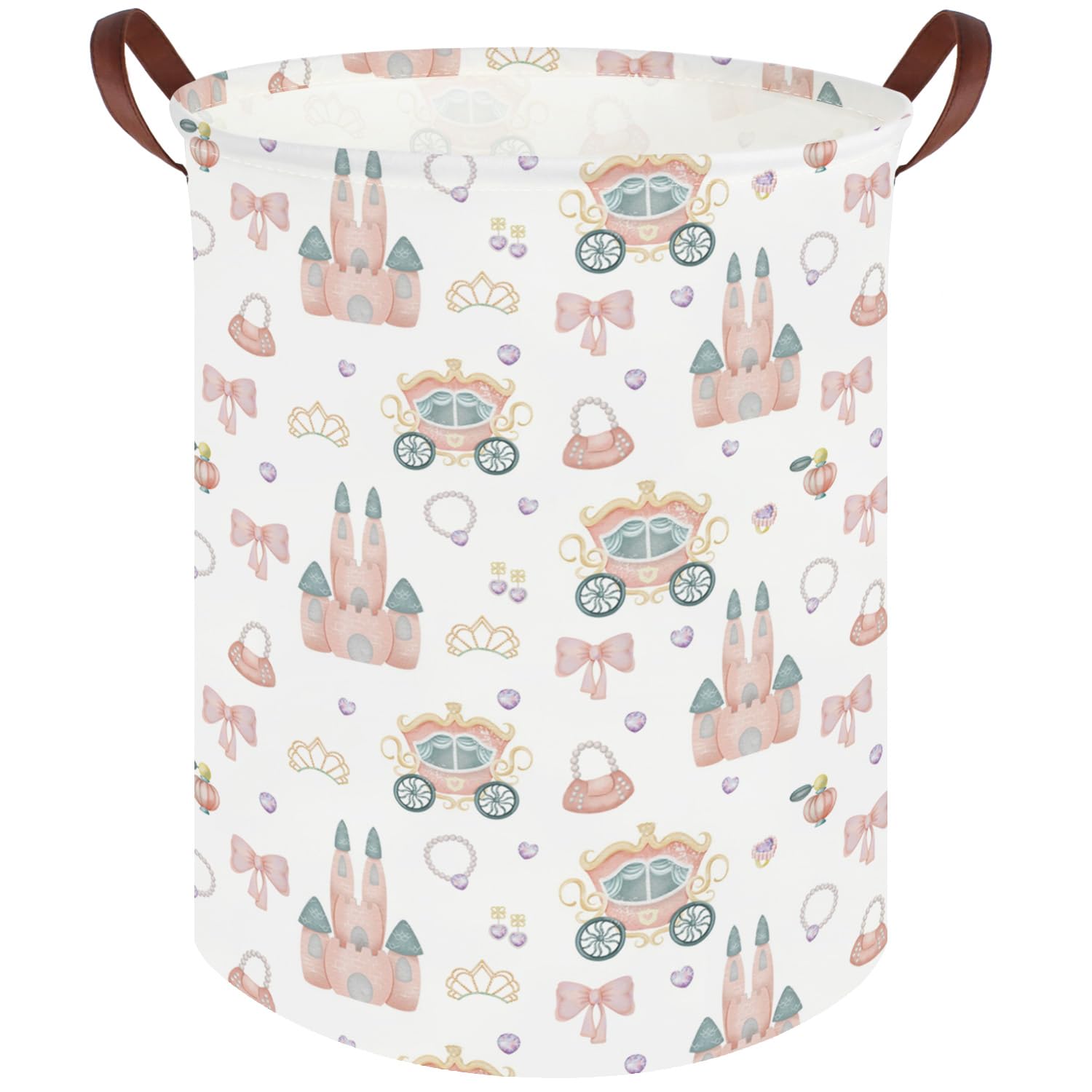 FXOCSHE Princess hamper,Girl Laundry Basket,Baby Nursery Hamper,Waterproof foldable girls toy storage box,Dirty Clothes Hampers,Princess Room Decor(Princess carriage)