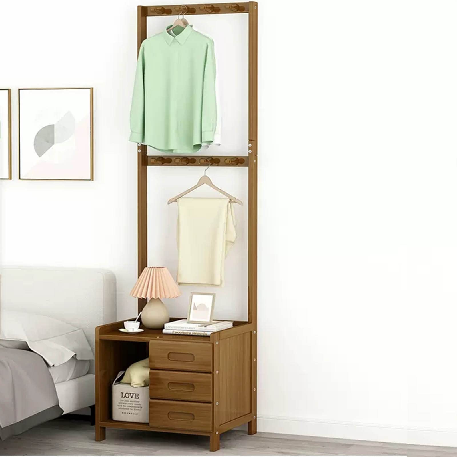 SAeWare Appendiabiti da pavimento, appendiabiti multifunzionale per camera da letto, per appendere vestiti, sciarpe, cappelli, borse all'aperto, ampio spazio di archiviazione, giallo, 42 x 165 cm
