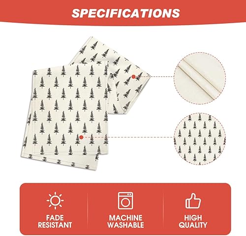 Miniatura 5 de Artoid Mode Camino de mesa de Navidad beige con árbol de Navidad, decoración de mesa de comedor de invierno para decoración de fiesta del hogar, 13