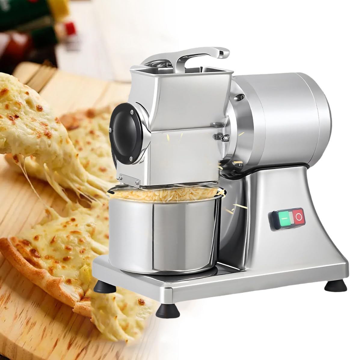 Bread Crumb Crusher, Stainless Steel Cheese Grater, Professional Electric Cheese Grating Machine, Stainless Steel Bucke, Non-Slip Base, Start and Stop Handle, For Cheese, Butter, Bread Bran Crumbs