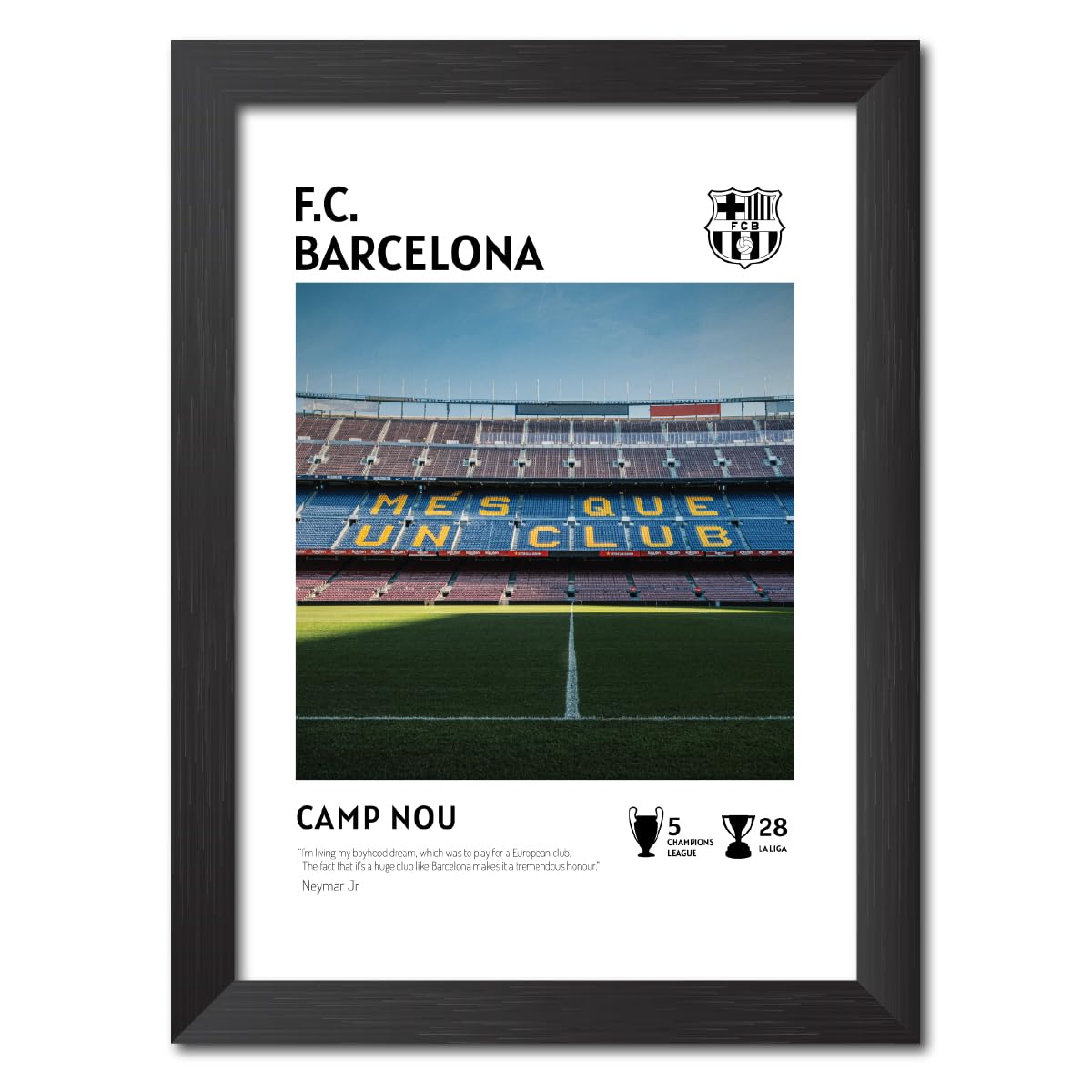 TenorArts FC Barcelona Stadium Poster Camp Nou Ground Laminated Photo Frame Painting with Matt Finish Black Frames (12 inches x 9inches)