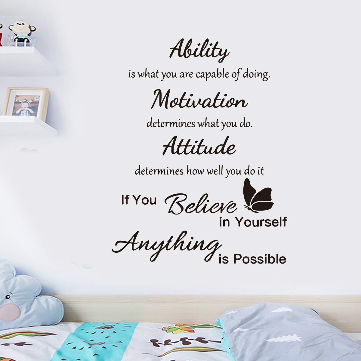 NPNG Words You Believe Decor Ability Wall Sticker Inspirational Decor Bedroom Living Room Baby Goys Girls Art Decoration Kids Girls Boys Room Children Gift