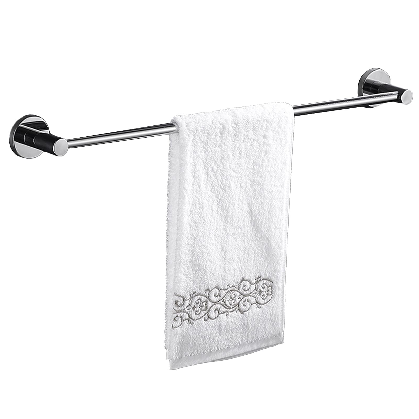 LMYSXAOZ SUS 304 Stainless Steel Towel Bar Rail, 30cm~120cm, Round Multi-Size Rack, Bathroom or Kitchen Accessory, Screws Mounting, Polished Finish, Silver (Size : 80cm)