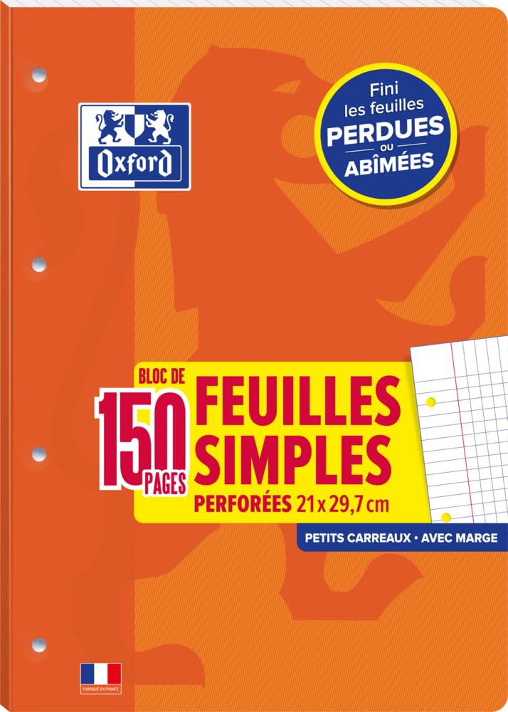 OXFORD Lot de 4 Bloc de Feuilles A4 Petits carreaux 5x5mm 150 Pages