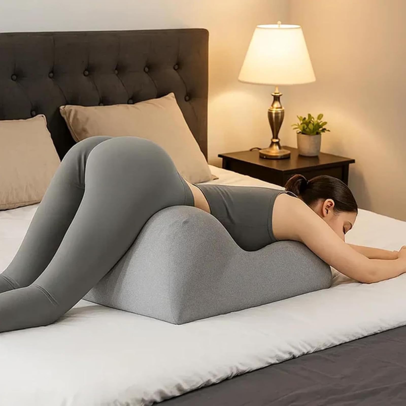 Cuscino per coppia ChiroMonk, cuscino per coppia a 27 gradi per l'intimità, cuscino a cuneo in memory foam per supporto intimo e schiena, cuscini per coppias con funzione di rimbalzo (Black)