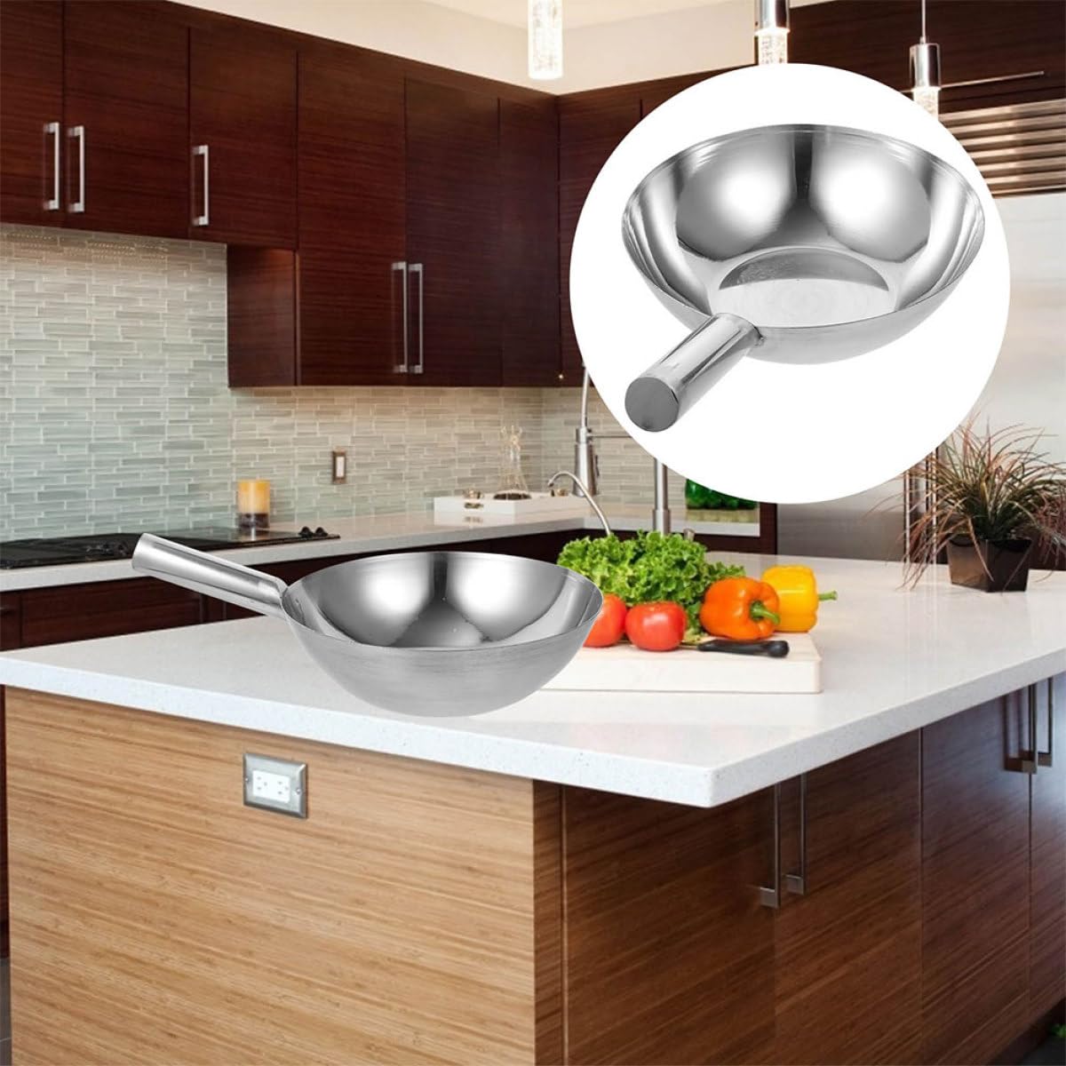 Louche à Eau Cuillère Multifonction Robuste en Acier Inoxydable Épais Long Manche Cuisine, Salle de Bain et Jardin