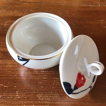 864 深川製磁　キャンディーポット1 客　ミルク入れ1 客　金彩　未使用 Amazon.co.jp: 〈〉深川製磁 椿 カメリア シュガーポット