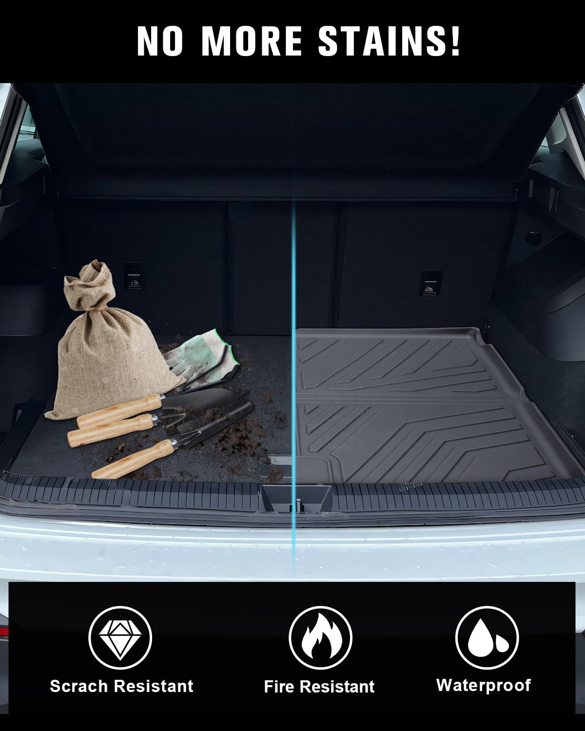 CDEFG Mata do bagażnika kompatybilna z VW Tiguan 3 2024 2025, mata do bagażnika, wodoszczelna, odporna na kurz, do samochodu, kompatybilna z akcesoriami Tiguan 2024