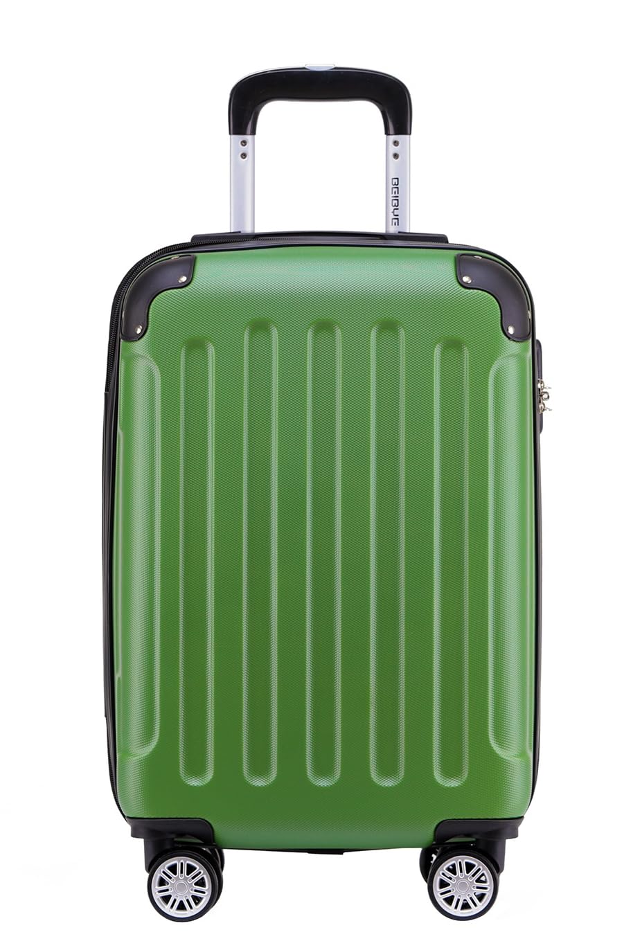 BEIBYE- Hartschalenkoffer Koffer Trolley Rollkoffer Reisekoffer Zahlenschloß 4 Zwilings-Rollen (Olive-Green, Small-55cm)