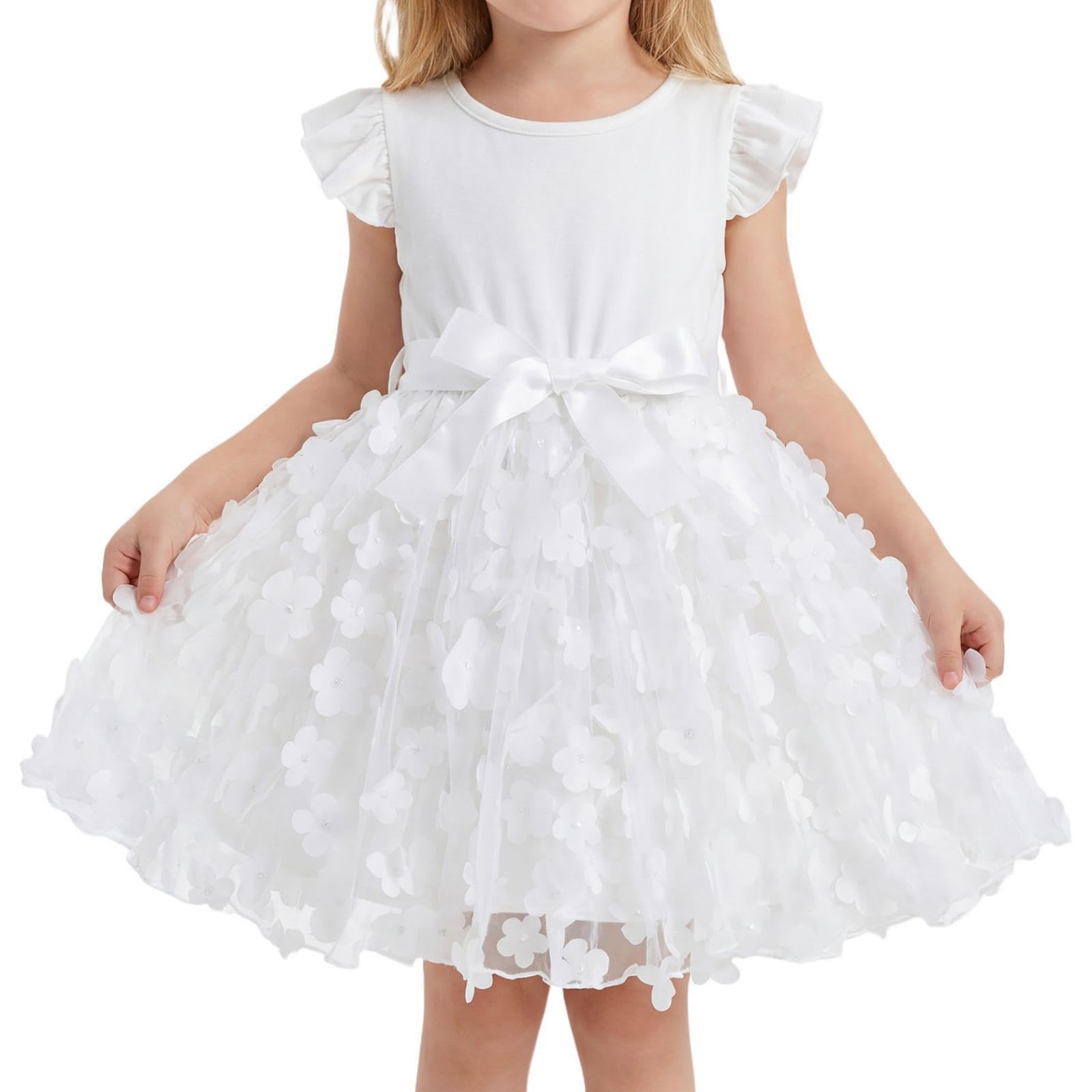 DivingBirds Mädchen Kleider Einhorn Rüschen Kurzarm Baumwolle Top Tülkleid Sommer Kleinkind Prinzessin Geburtstag Partykleid Kinderkleider für 3-8 Jahre