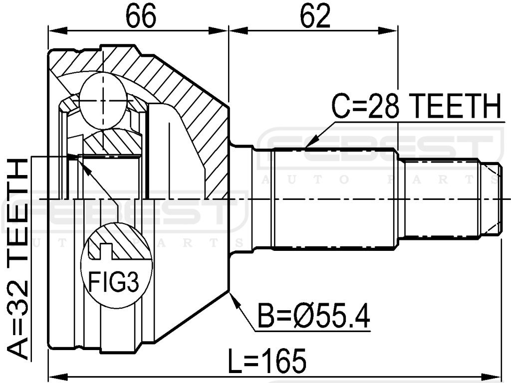 Amazon.com: 96481004 - Outer CV Joint 32X32X28 For GM Vehicles 