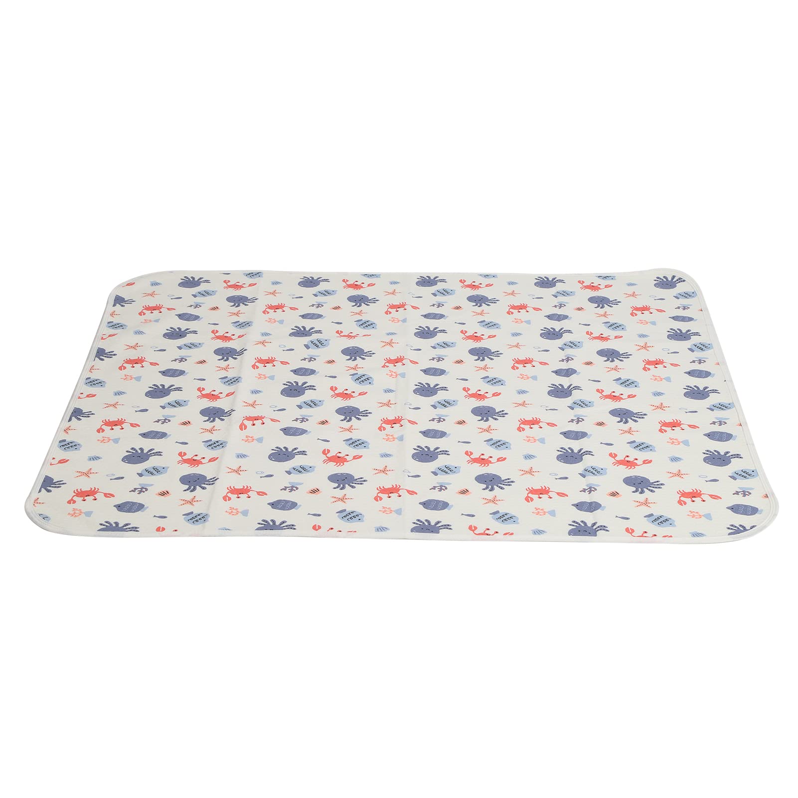 Fyearfly Wasserdichte Wickelunterlage, waschbar, atmungsaktive Baumwolle, 80 x 100 cm, Unterwasserwelt-Design, hält das Baby trocken, wiederverwendbare und weiche Wickelunterlage