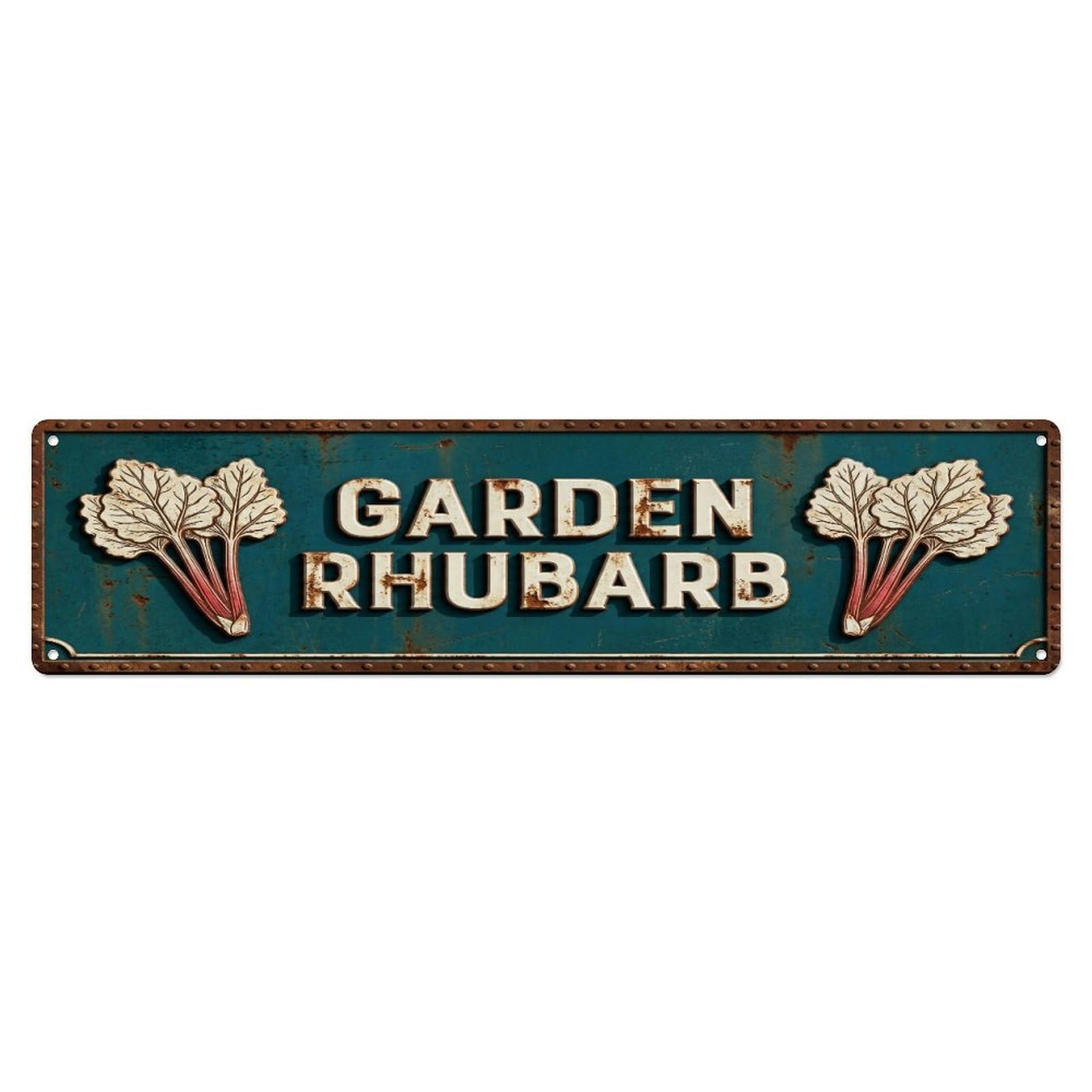 Metal Tin Sign GARDEN RHUBARB Vintage Vegetable Rustic Farmhouse