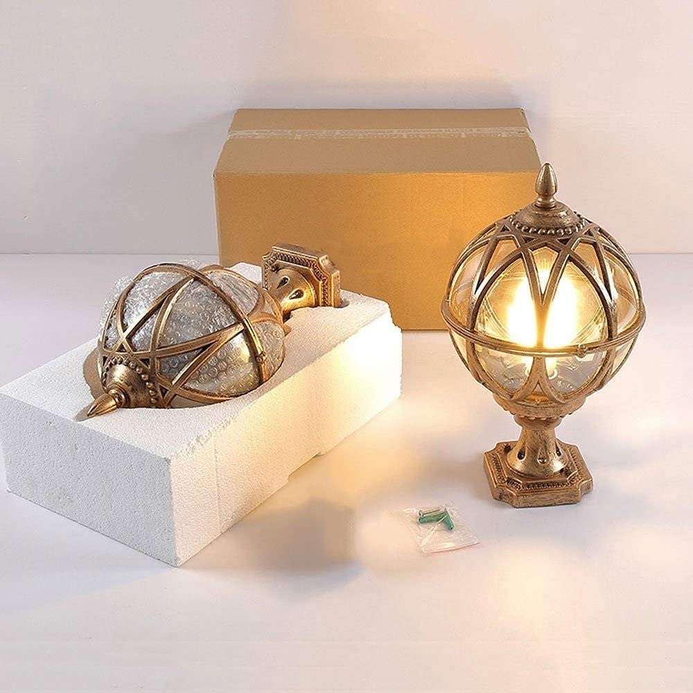 Exterior Rainproof Pillar Light Traditional Victoria Landscape Waterproof Outdoor Pillar Light Column Lamp Aluminum Glass Globe Post Lanterns Patio Villa Garden Balcony Gate Street Lighting