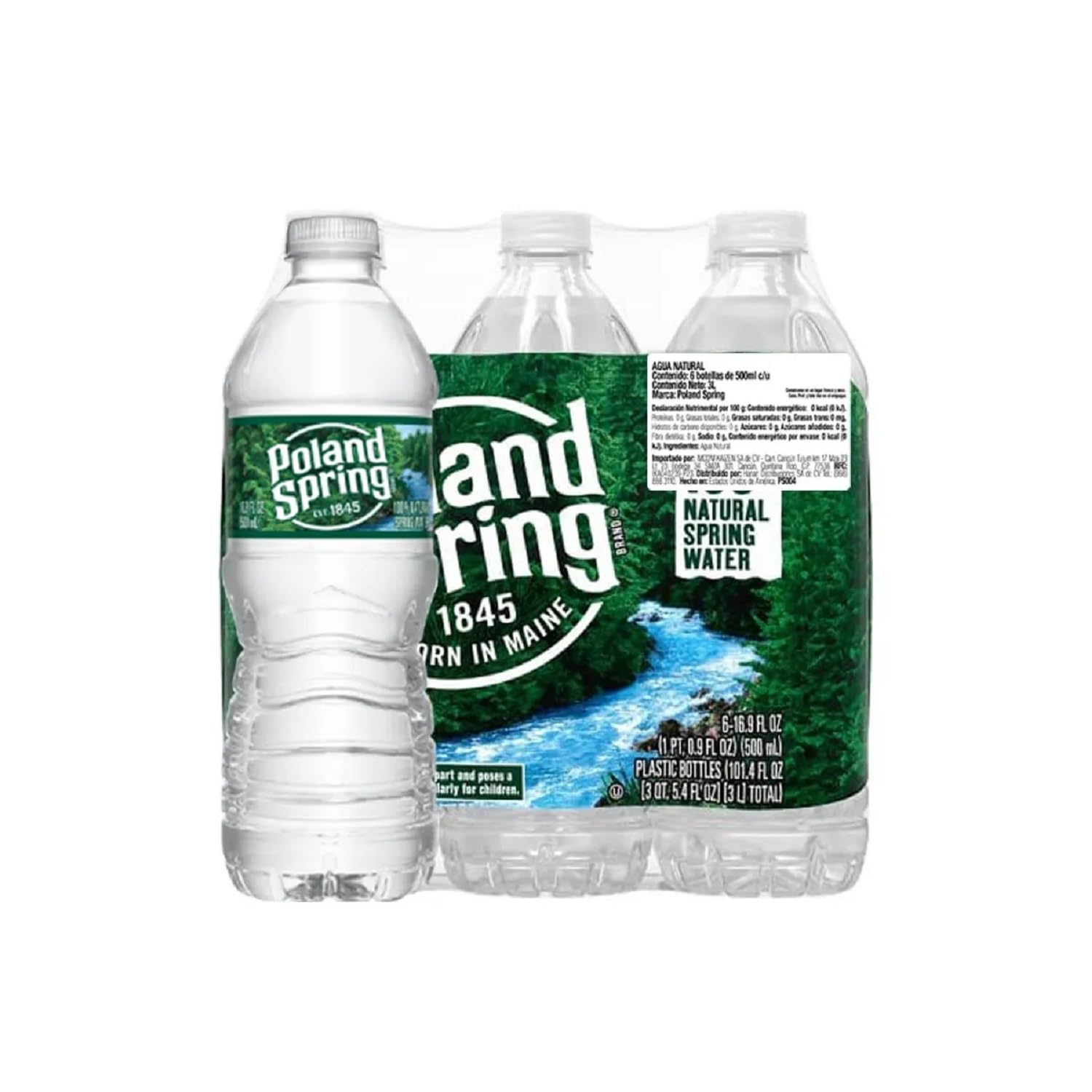 Poland Spring Brand Sparkling Natural Spring Water, 16.9-ounce plastic bottles, 6 Count