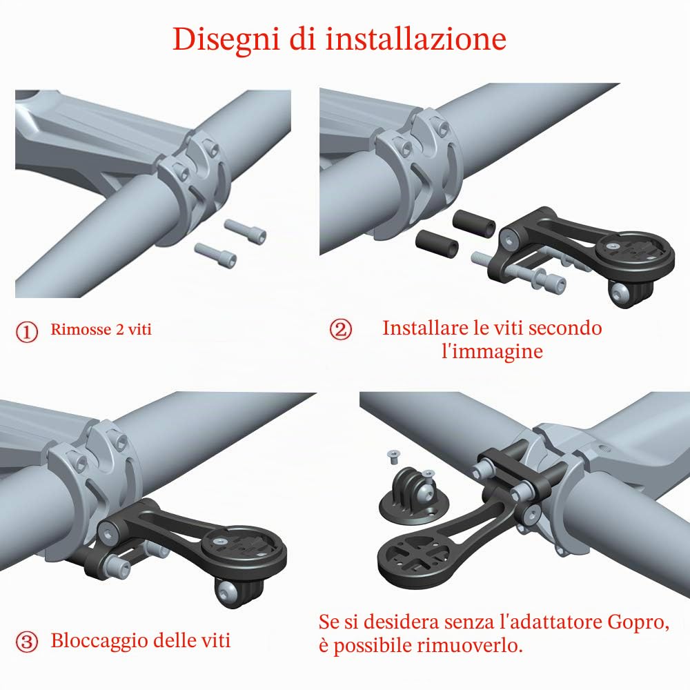 Best Tek Supporto da ciclismon Combo Mount, angolo regolabile Garmin Edge Out-Front manubrio bici per adattatore NiteRider, Sports Action Camera,Garmin Edge 25 130 200 500 510 520
