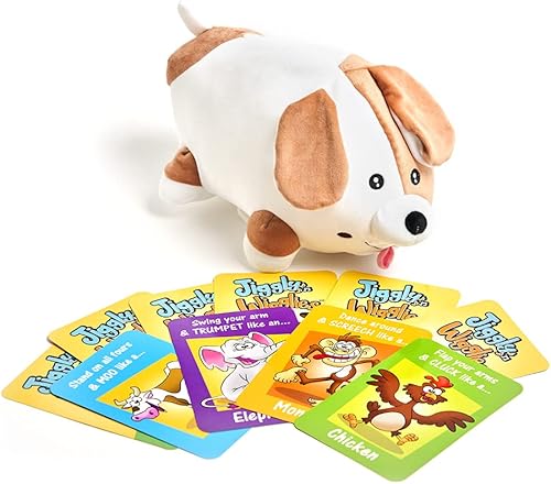 Miniatura 1 de Cuddle Barn - Jiggly Wigglies Puppy | Juguete de peluche interactivo animado de perro de peluche que juega Pop Goes The Weasel y viene con tarjetas,