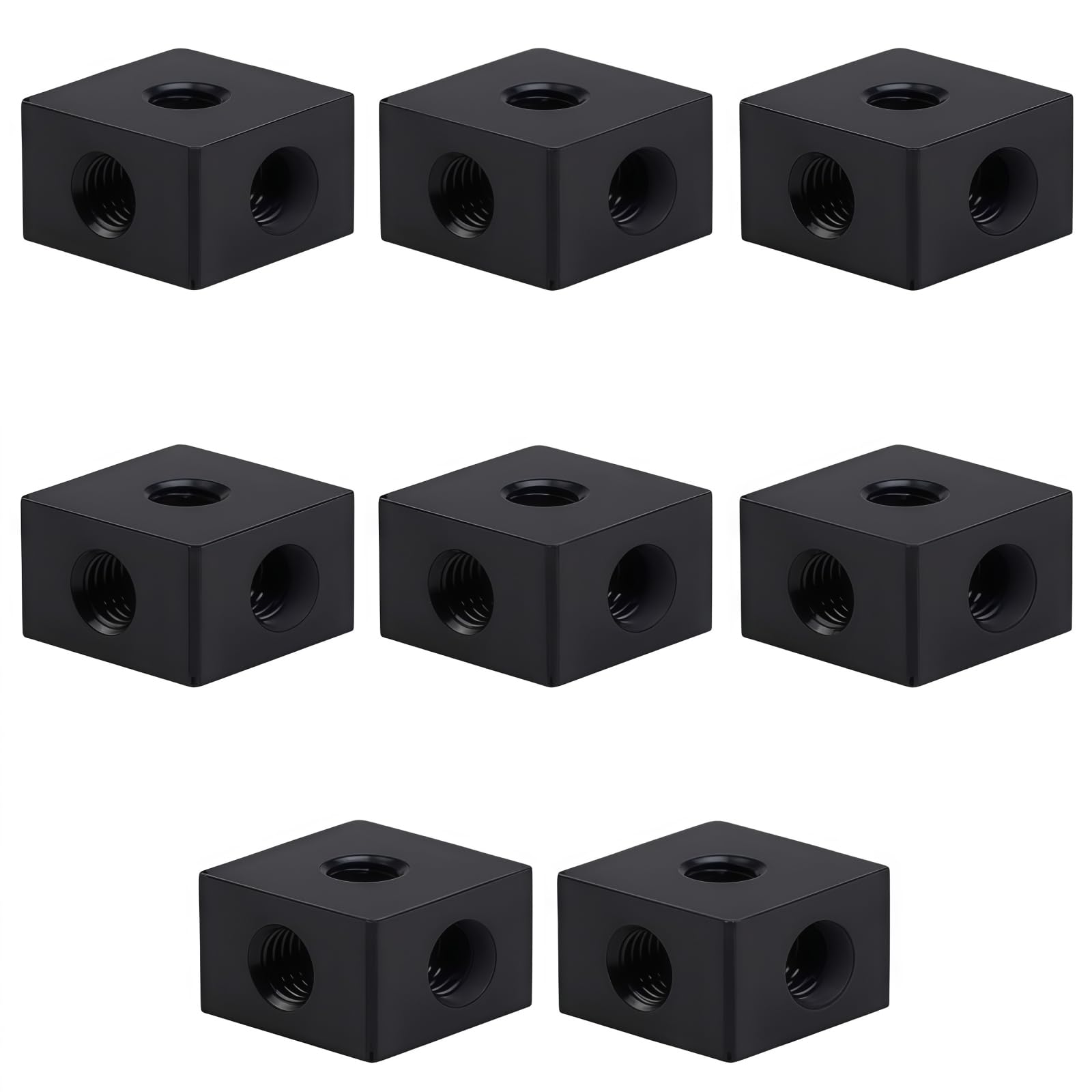MiJunHD 8Pcs M3x10x10x6mm Cube Connector Aluminum Alloy Profile Hexagonal Square Fixing Block Six-Sided Nut for Acrylic Sheet Hardware Lighting Fixing Bracket DIY Projects Black