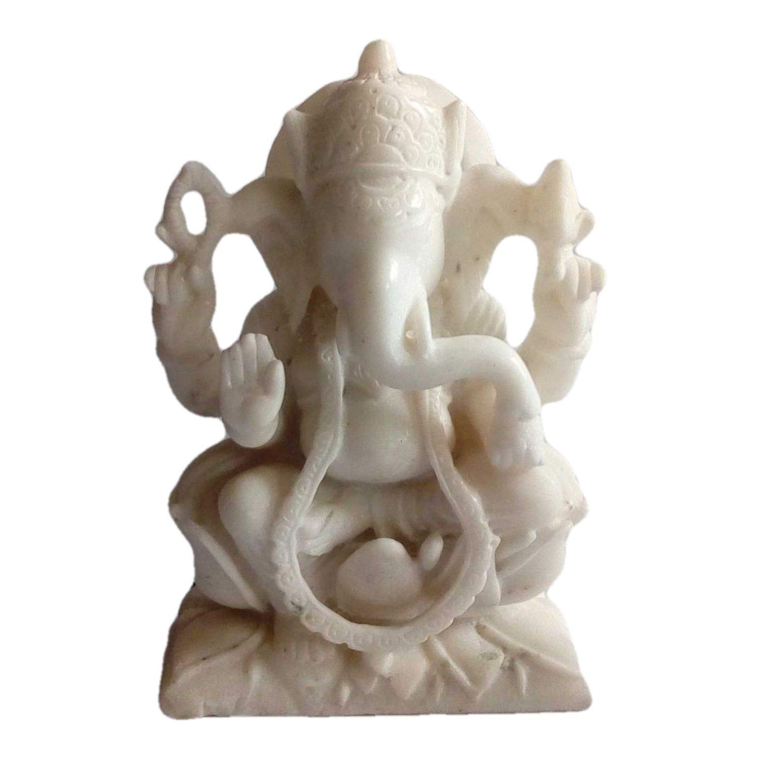 India Meets IndiaHandicraft White Marble Ganesha Statue, Lord Ganesha Showpiece, 12"x8" Inch, Best Gifting Made By Awarded Indian Artisan