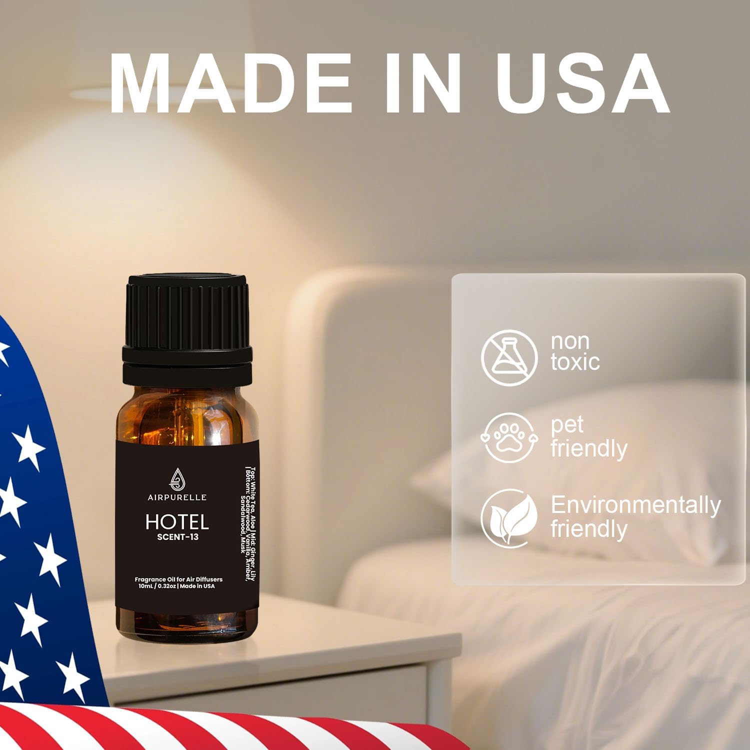 AirPurelle Luxury Hotel Diffuser Oil Scent-13 Crisp White Tea Lily Sandalwood Aromatherapy Fragrance Oil for Ultrasonic and Waterless Diffusers 2 Pack(2 * 0.34 fl oz) Dream On Scent