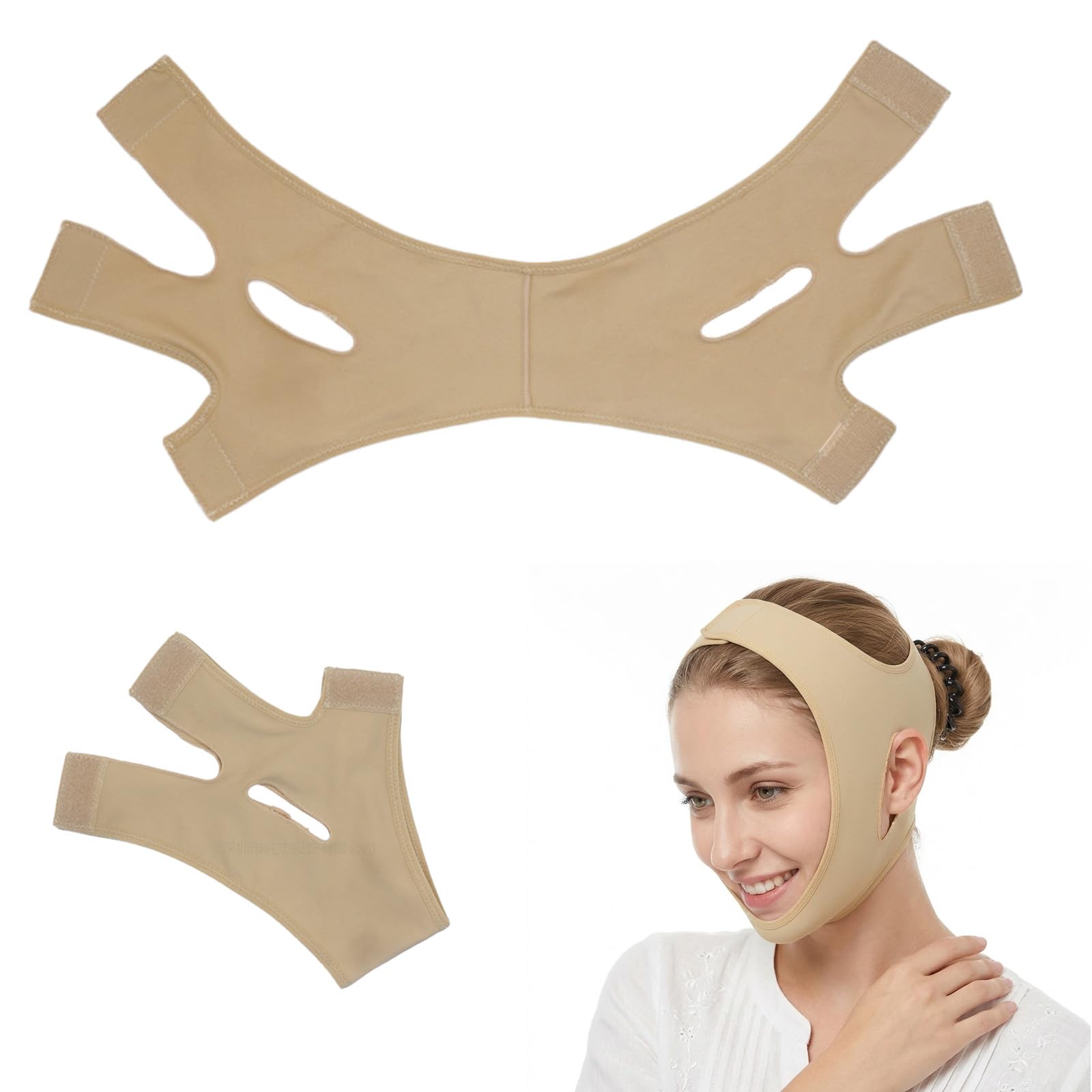 Sweetlifty Visage, Bande Raffermissante Pour Le Visage, Améliore Le Contour Du Bas Du Visage, Tissu Élastique Et Respirant, Convient À Tous (S)