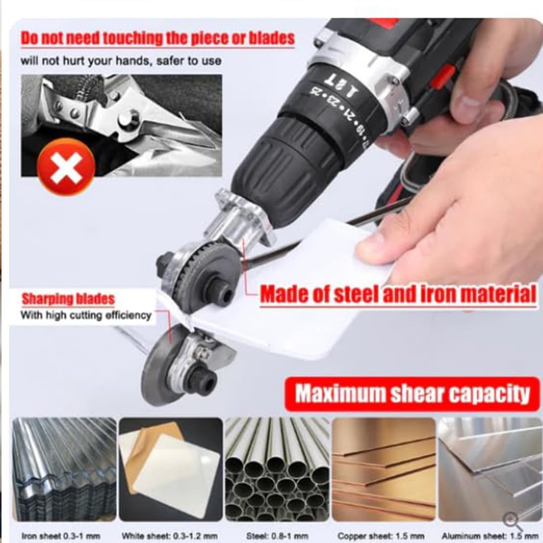 Drill Cut Pro Drillcutpro 2024 – Adaptateur de coupe en métal pour perceuse améliorée, coupe-plaque de perceuse électrique pour couper le fer et l'aluminium