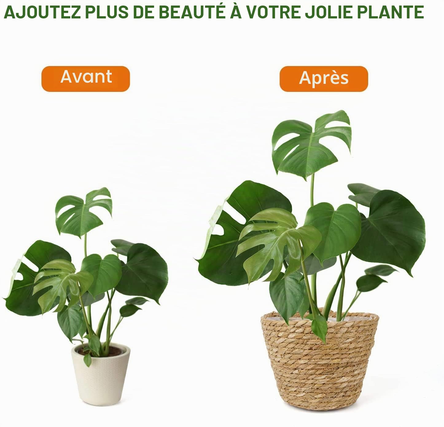 Panier en jonc de mer Paniers à Plantes Panier à Fleurs Pot à Fleurs Panier à Plantes Pots à Plantes Pots à Plantes Panier de Rangement 18cm Lot de 2 pour l'intérieur et l'extérieur