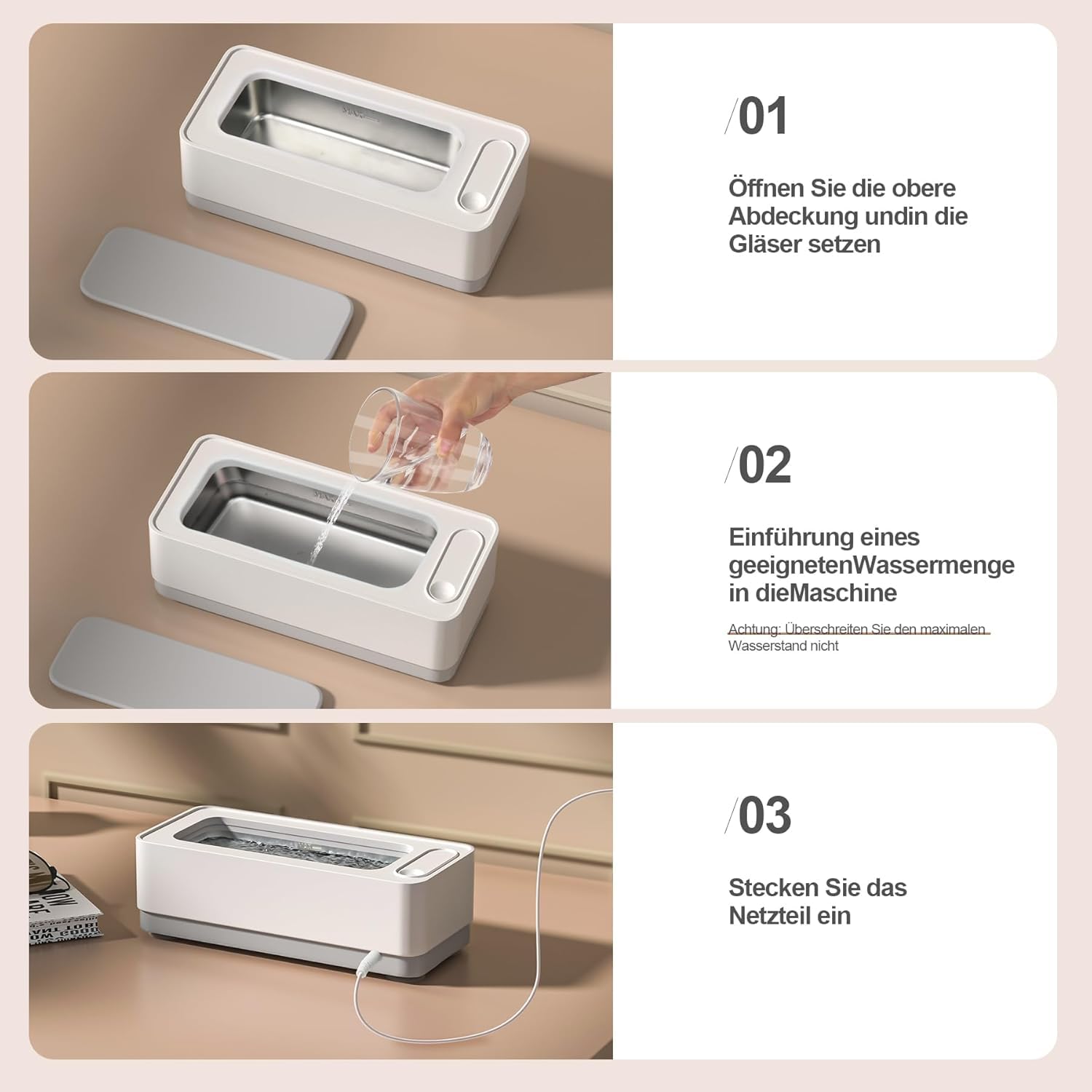 Jewelry Cleaner,Clean Machine Professional Sonic Portable Household Cleaner for Cleaning Jewelry,Eyeglass, Watches,Coins, Makeup Brush — view 4