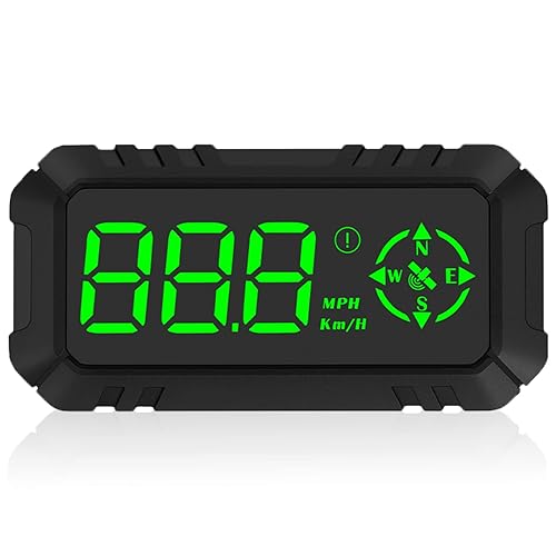 ACECAR - Velocímetro GPS digital, pantalla frontal universal HUD para automóvil con velocidad MPH, dirección, distancia de conducción, alarma de