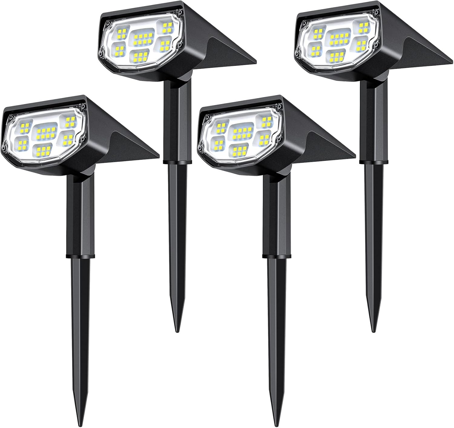 Airmee Solar Lights for Outside, ?700 Lumen Bright Outdoor Spot Lights IP68 Waterproof, 3 Modes Solar Landscape Lights 40000H Lifespan, Auto On/Off Garden Lights for Yard/Pathway, Cold White 4 Pack