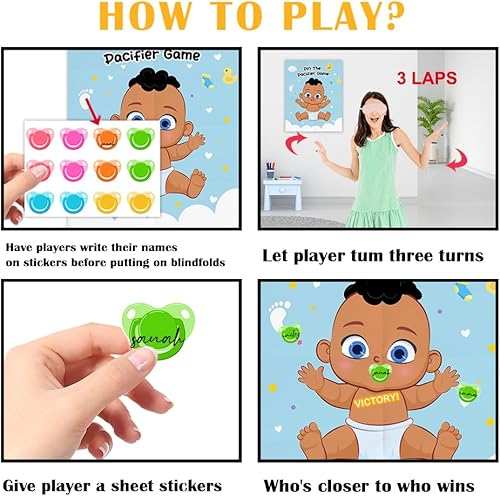 Miniatura 4 de Divertidos juegos de pines para baby shower, pin la calcomanía en el juego de pañales, Pin de cumpleaños para niñas para baby shower, juego de baby