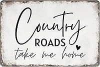Vitagry Country Roads Take Me Home Vintage Metal Tin Sign - 12x8 Inch Weatherproof Western Country Wall Decor