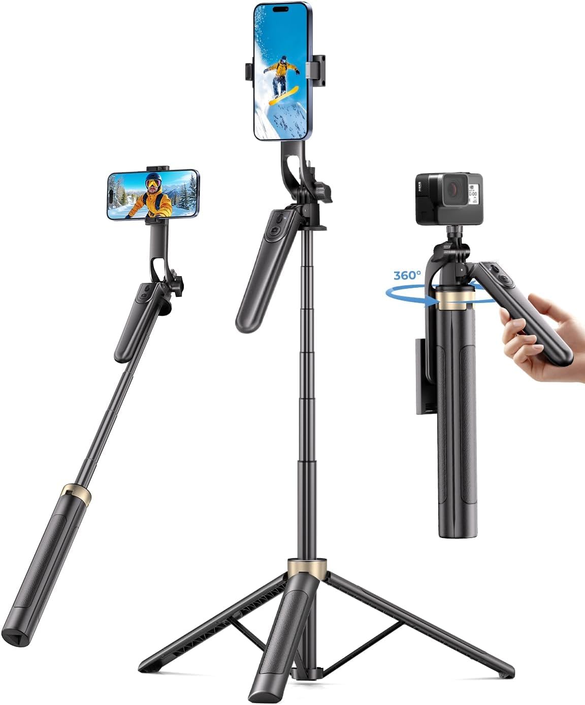 Selfie Stick, Phone Tripod for Photography/Video Recording/Live Stream, Black-image-44