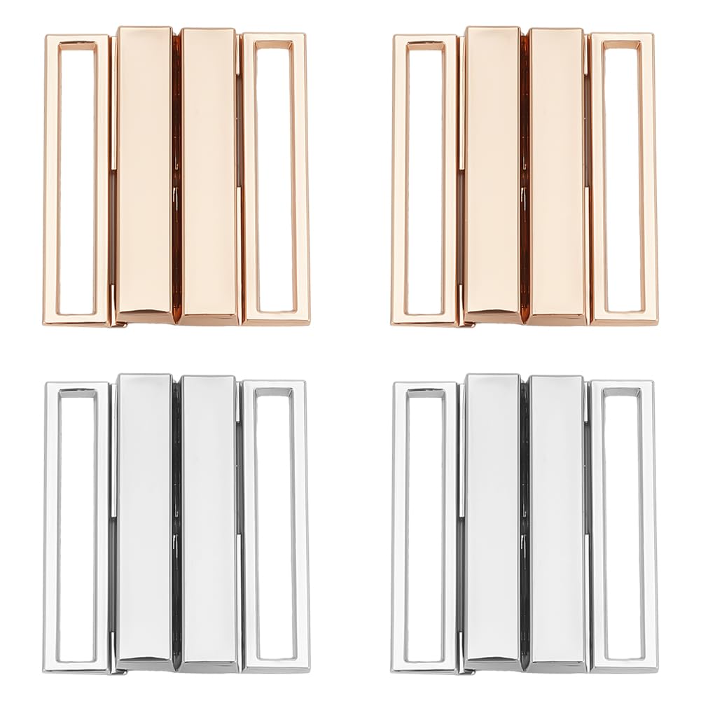 WADORN 4 Sets Metal Webbing Strap Release Buckles, 2 Colors Alloy Release Buckles 1.57 Inch(40mm) Backpacks Clasp Flat Clip Buckles Collar Pack Bracelet Clasp Waist Garment Fastener Accessories, Gold,