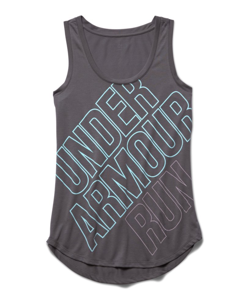 Under Armour Women's UA Oversized Run Graphic Tank (Large, GRAPHITE)