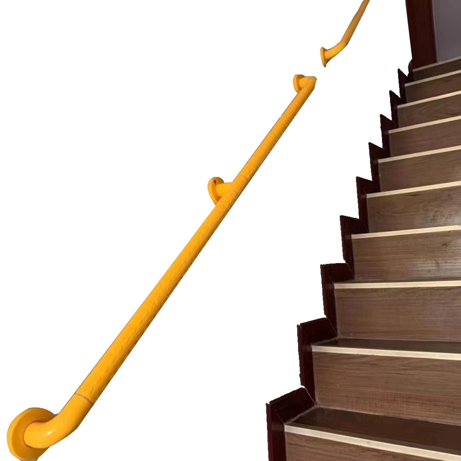 Lmvyuvlf Girls Yellow Multi-Size Non-Slip Stair Handrail, Wall Mounted Safety Grab Bar, 304 Stainless Steel Core, Glow-In-The-Dark Ring, For Bathroom,Indoor & Outdoor(140Cm/4.59Ft)