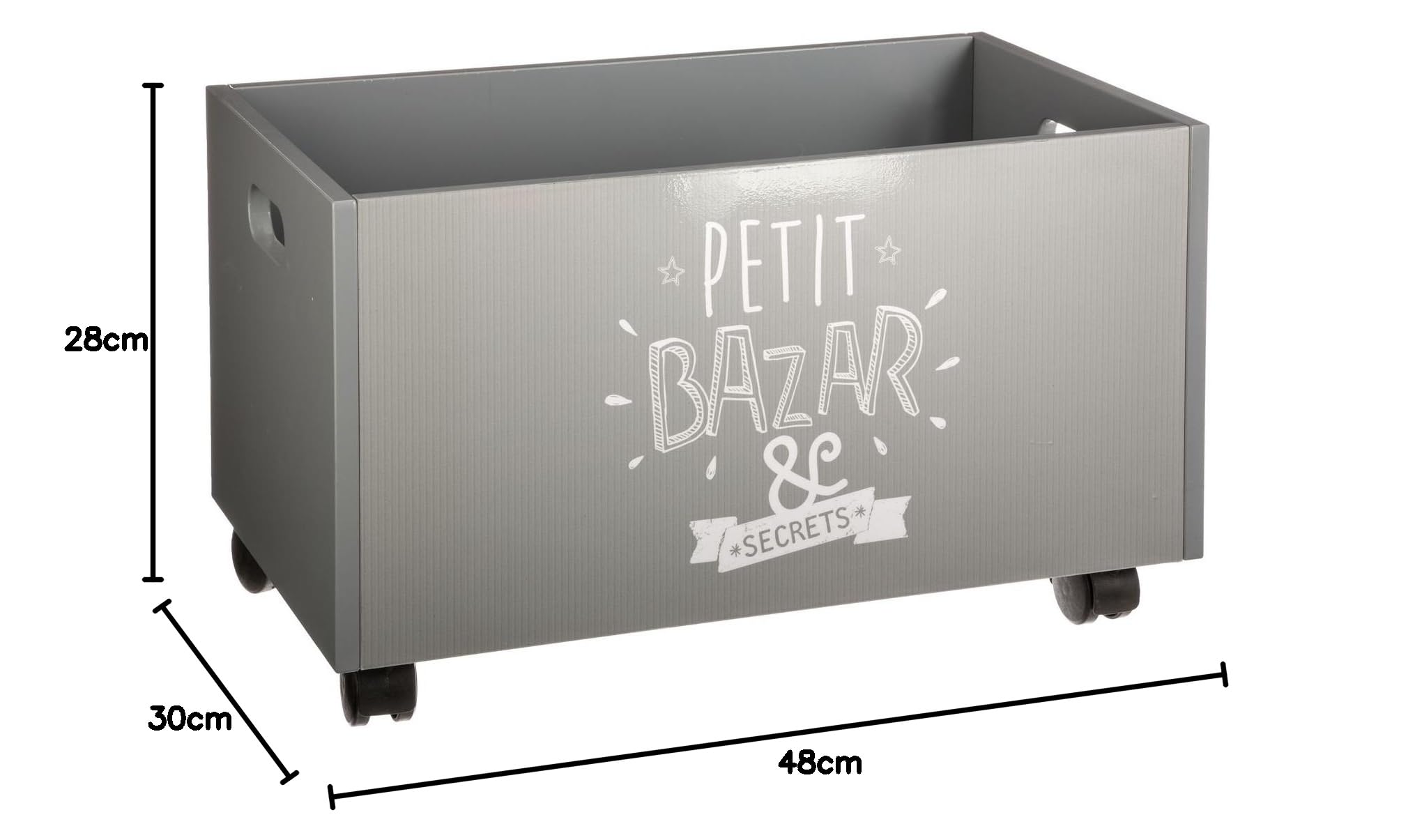 Coffre de Rangement à roulettes Kids - 48 x H. 28 cm - Gris