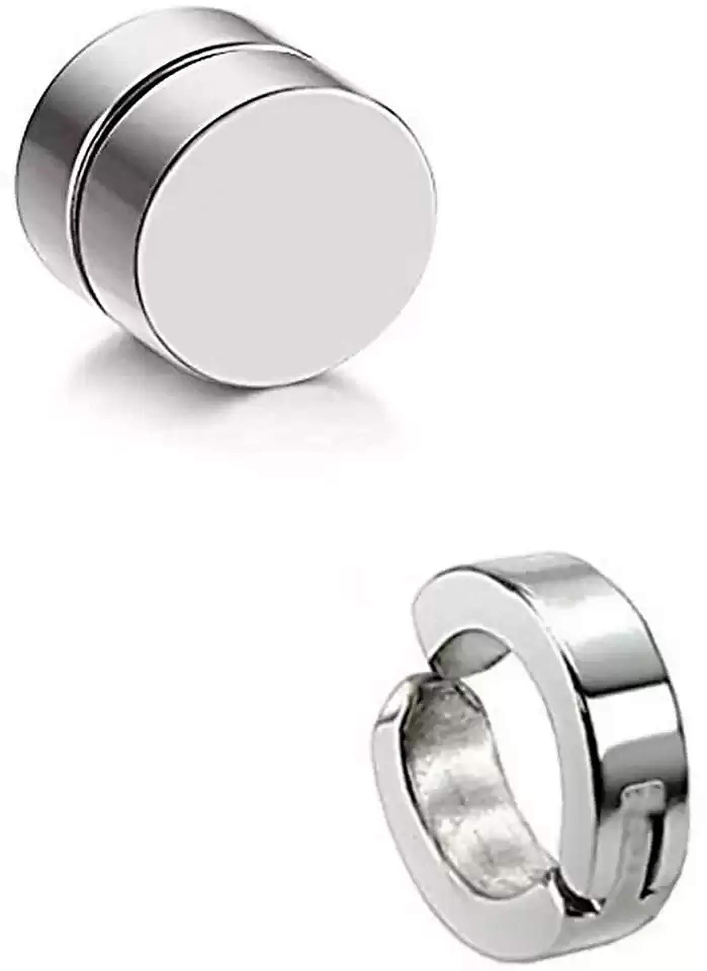 lila Combo of Magnetic & Non-Piercing Earrings for Men and Women (Silver)-picture-48
