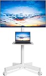 Rfiver Mobile TV Stand for 23-60 Inch LCD LED Flat/Curved Panel Screen TVs up to 88 lbs, Rolling TV Stand with Adjustable Shelf & Tilt, Portable Floor Stand on Wheels