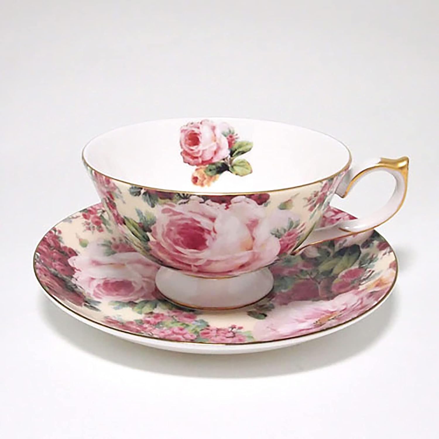 Ainsley STCL00007C Old Rose Tea Cup & Saucer, Approx. 6.8 fl oz (200 ml)