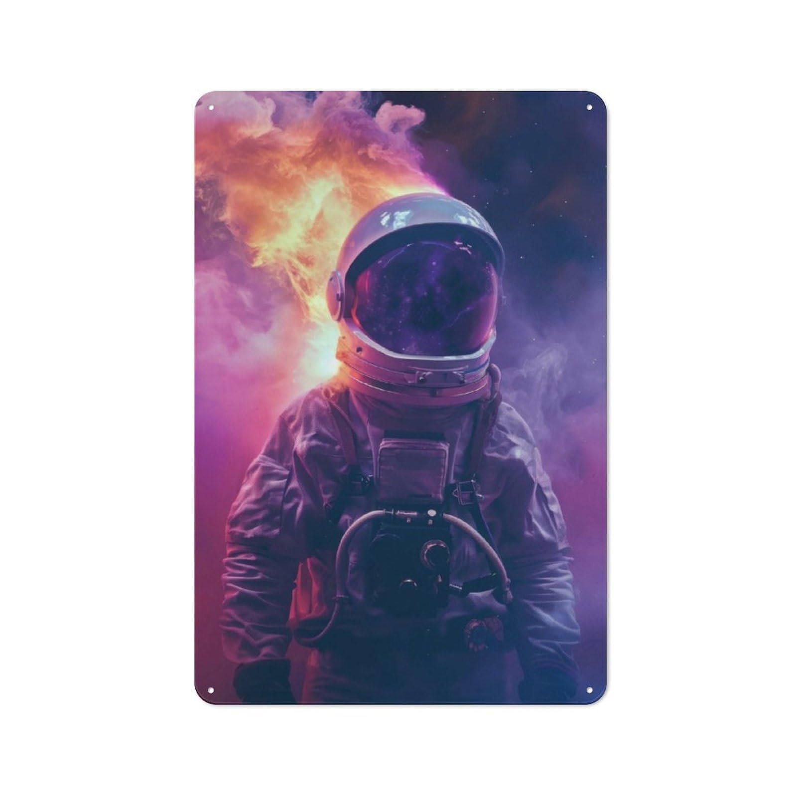 Junmoney Burning Astronaut In Space Metal Wall Sign 30X20cm Featuring For Garage Or Workshop, For Garage, Workshop And Man Cave Decoration