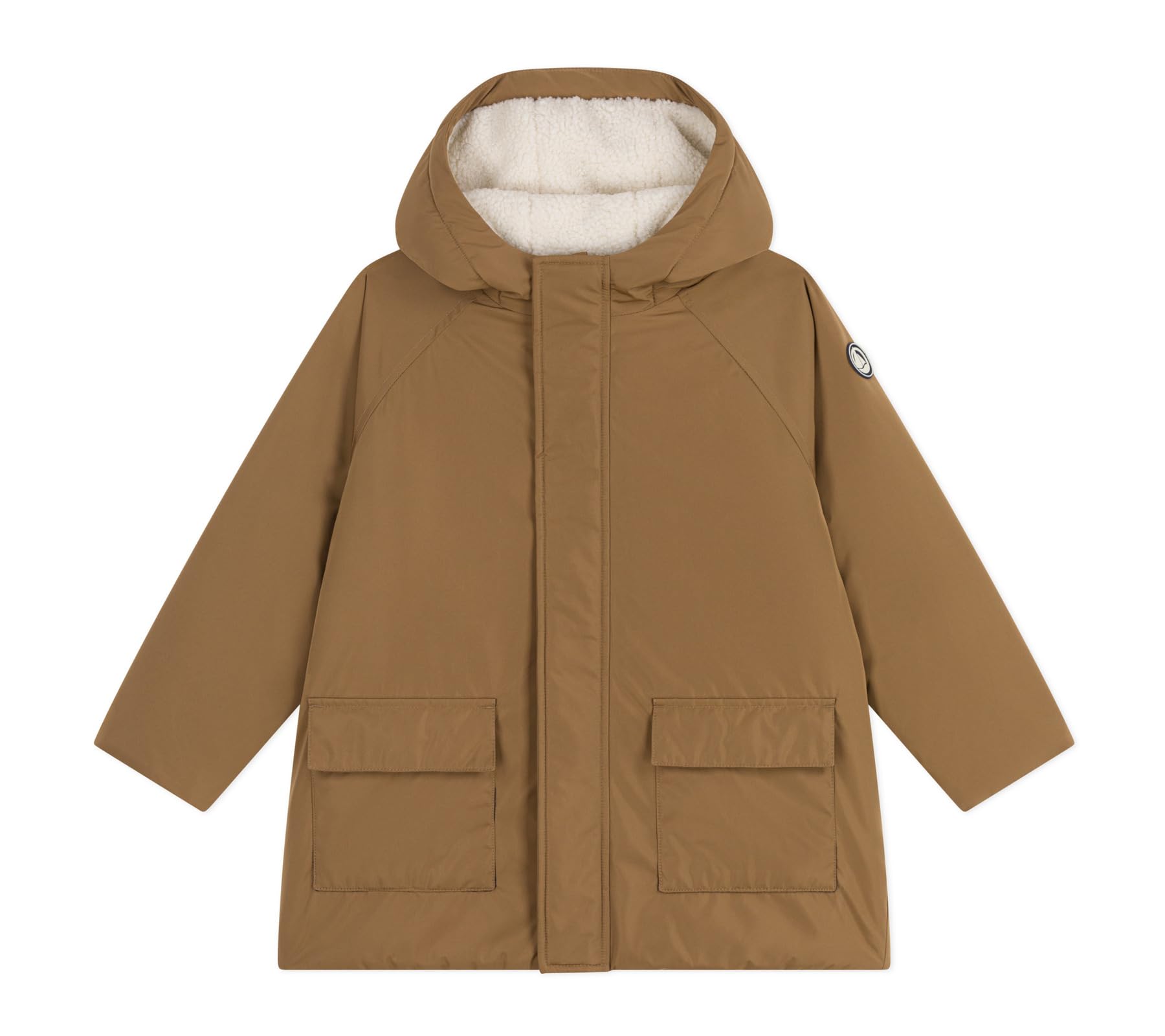 Petit Bateau Parka per bambini medio lungo tinta unita, Roccia, 5 anni